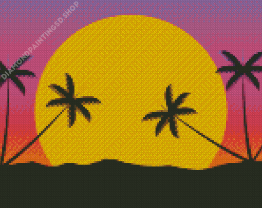 Coconut Trees On Beach Diamond Painting