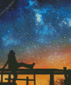 Girl Watching Sky Diamond Painting