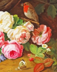 Robin And Roses Diamond Painting