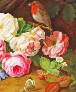 Robin And Roses Diamond Painting