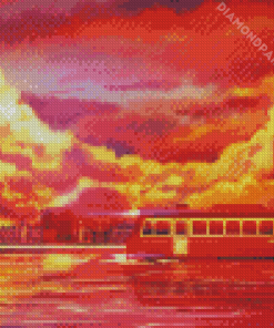 Studio Ghibli Spirited Away Train Ride At Sunset Diamond Painting