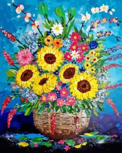 Abstract Spring Flowers Basket Diamond Painting