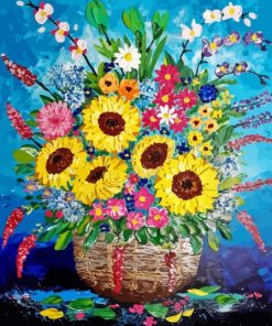 Abstract Spring Flowers Basket Diamond Painting