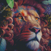 Aesthetic Lion In Flowers Diamond Painting