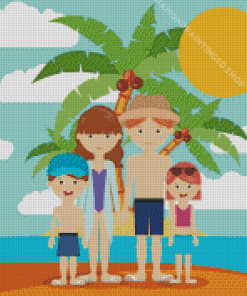 Family Vacation On Beach Diamond Painting
