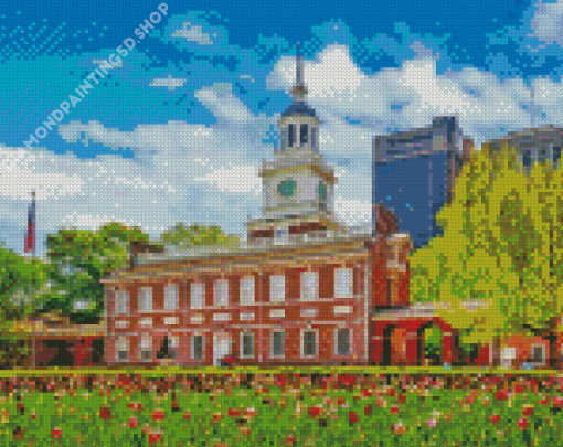 Independence Hall Historical Building Diamond Painting