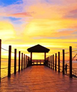 Penang Boardwalk At Sunset Diamond Painting