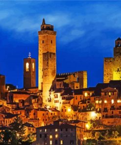 San Gimignano Town At Night Diamond Painting