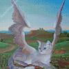 White Winged Cat Diamond Painting