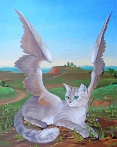 White Winged Cat Diamond Painting