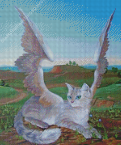 White Winged Cat Diamond Painting