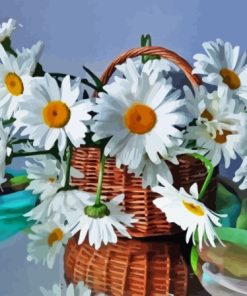 White Spring Flowers Basket Diamond Painting