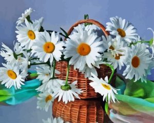 White Spring Flowers Basket Diamond Painting