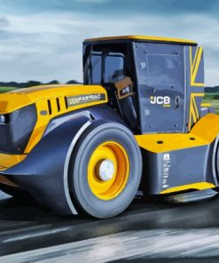 Yellow Fast Track JCB Tractor Diamond Painting