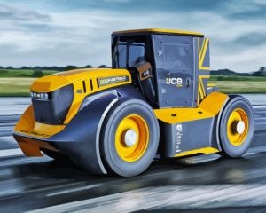 Yellow Fast Track JCB Tractor Diamond Painting