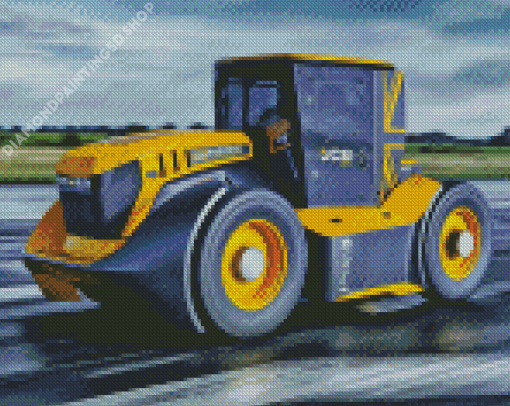 Yellow Fast Track JCB Tractor Diamond Painting