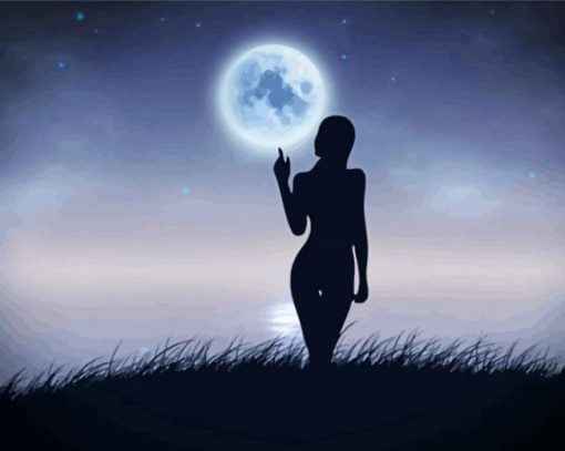 Moon Woman Silhouette Diamond Painting