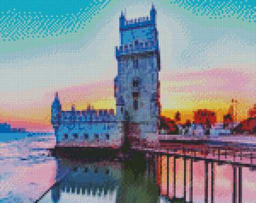 Sunset In Belem Tower Diamond Painting