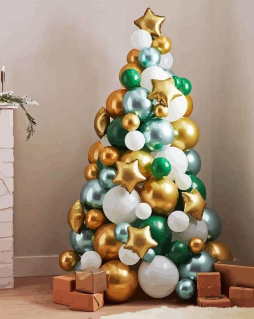 Christmas Balloon Tree Diamond Painting