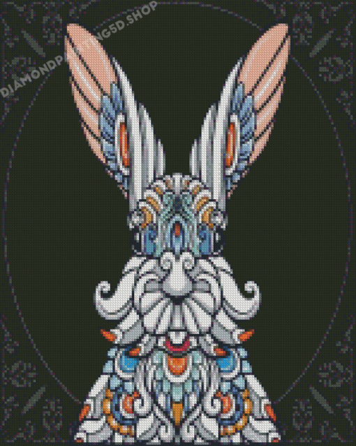 Easter Rabbit Head Mandala Diamond Painting