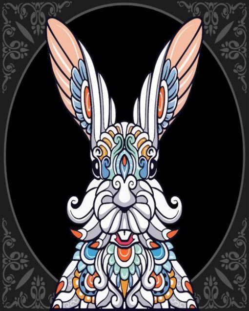 Easter Rabbit Head Mandala Diamond Painting