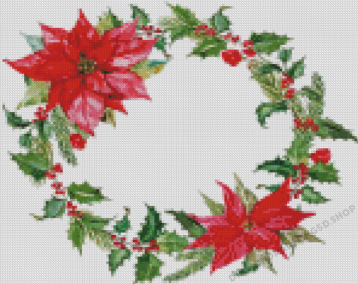 Floral Christmas Wreath Diamond Painting