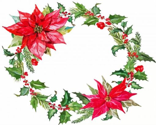 Floral Christmas Wreath Diamond Painting