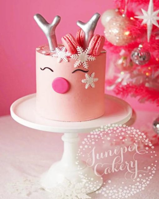 Pink Christmas reindeer Cake Diamond Painting