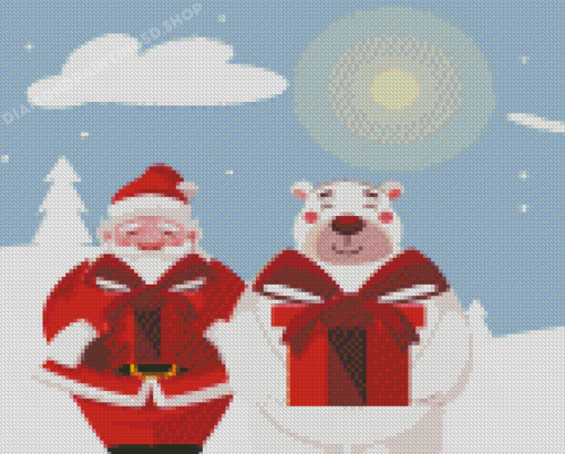 Santa Claus And Polar Bear Diamond Painting