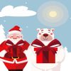 Santa Claus And Polar Bear Diamond Painting