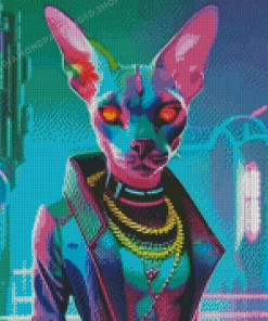 Sphynx Neon Animal Diamond Painting