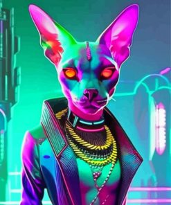 Sphynx Neon Animal Diamond Painting