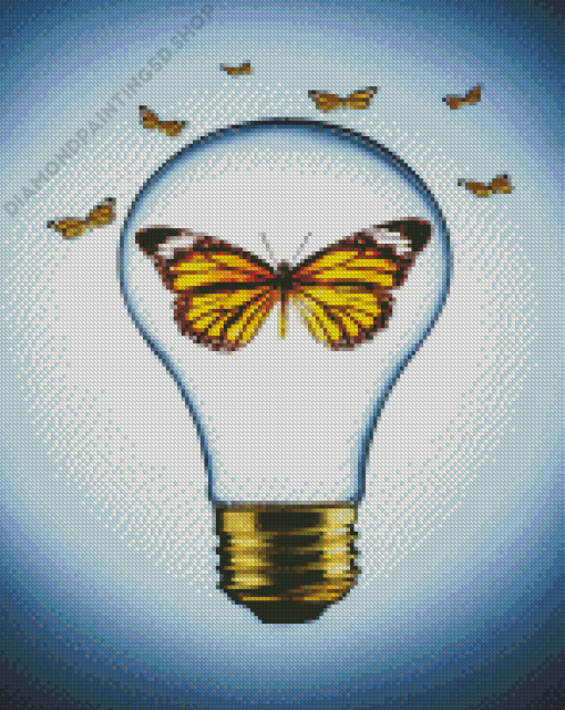 Butterfly In Light Bulb Diamond Painting