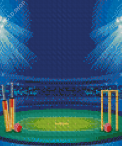 Cricket Stadium Illustration Diamond Painting