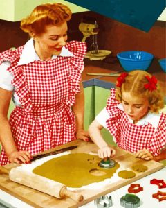 Vintage Mom And Child Baking Diamond Painting