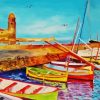 Abstract Colorful Sea And Boat Diamond Painting