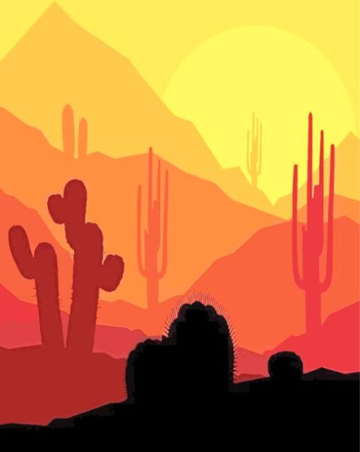 Cactus Desert Sunset Diamond Painting