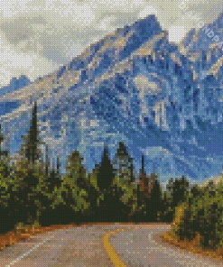 Road Mountains In Snow Diamond Painting