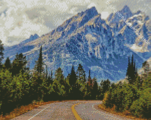 Road Mountains In Snow Diamond Painting