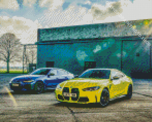 Blue And Yellow BMW M4 Diamond Painting