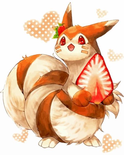 Furret Holding Strawberry Diamond Painting