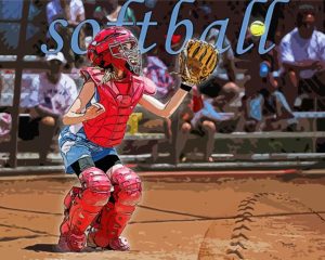 Girl Softball Player Diamond Painting