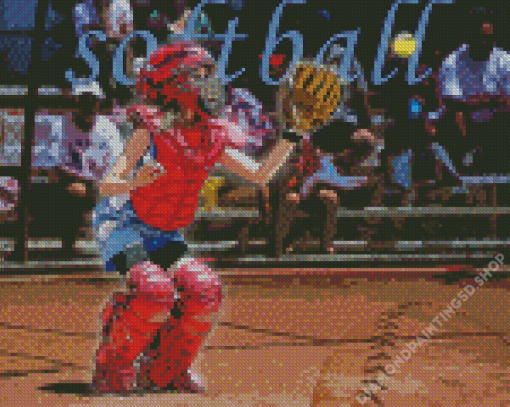 Girl Softball Player Diamond Painting