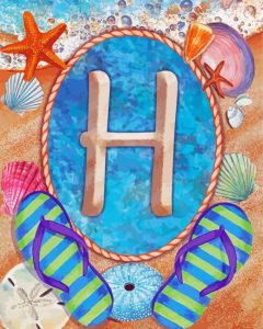 Summer Monogram Letter H Diamond Painting