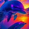 Dolphins Sunset Diamond Painting