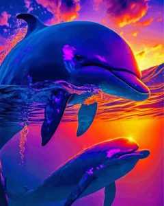 Dolphins Sunset Diamond Painting