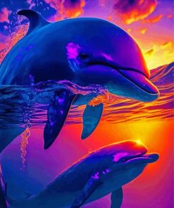Dolphins Sunset Diamond Painting