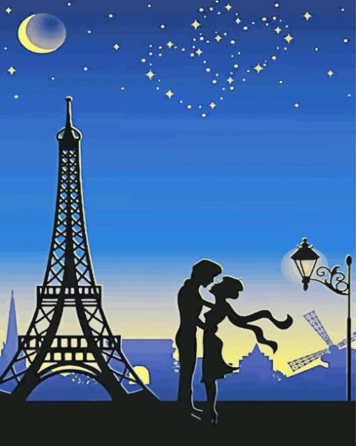 Paris Lovers Silhouette Diamond Painting