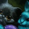 Black Cat And Blue Bunny Diamond Painting