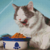 Cat With food Diamond Painting